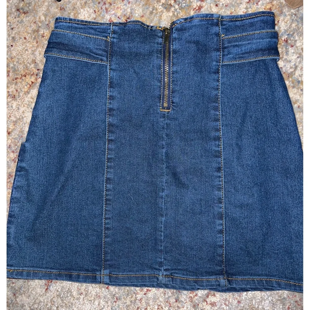 GB Girls‎ Denim Mini Skirt Medium Wash High Waist Tie Belt Blue Kids Size 14
